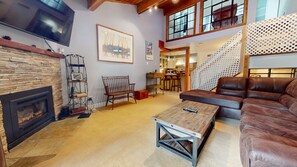 Furniture, Indoors, Living Room, Fireplace, Table