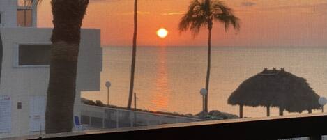 View a magnificent Atlantic Ocean sunrise from the balcony.