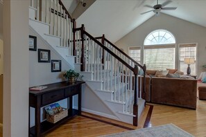 Stairs from main level to upper level
