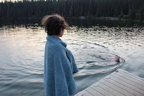 Swimming at Fish Lake (5 miles from Nordegg)