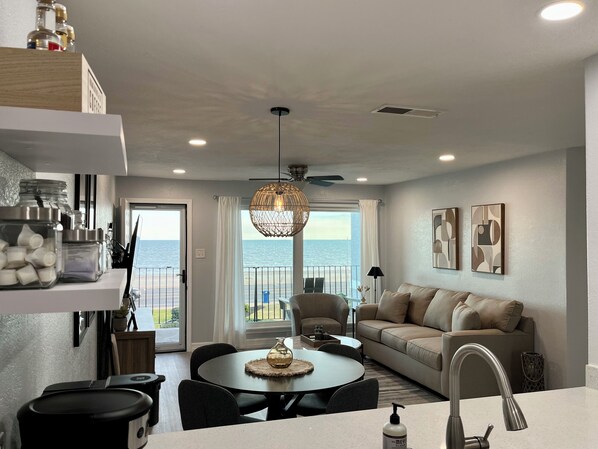 Welcome to The Galveston Getaway! Relax with stunning beach views! 2 bed/2 bath.