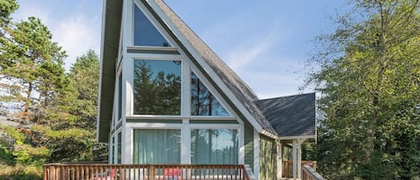 Exterior view  of the front entrance of the home