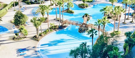 Lagoon Pool in Destin, Heated outdoor pool, Island Style Hot tub and waterfalls