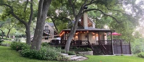 View of house/patio from bungalow