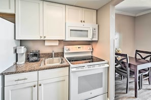 Kitchen | 5th-Floor Unit | Free WiFi