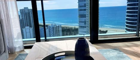 Living room with ocean views