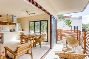 Open the sliders to extend the space to the outdoors!
