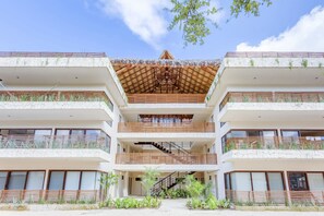 The front facade of the eco-designed complex