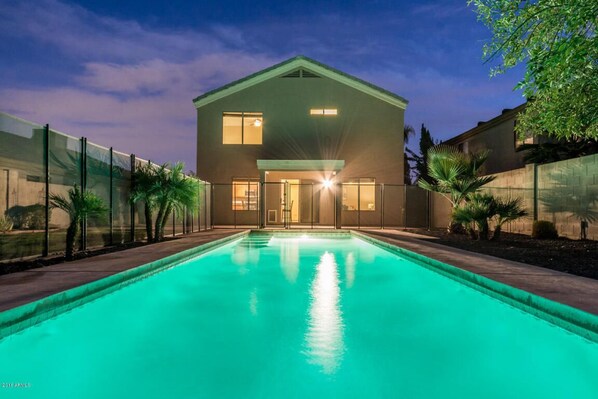 The pool with night lights