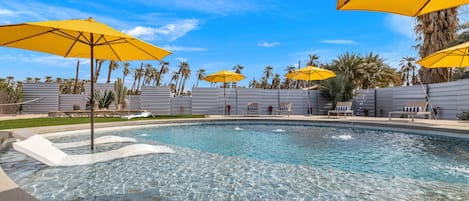 Soak up the sun in this mesmerizing circular pool with azure water