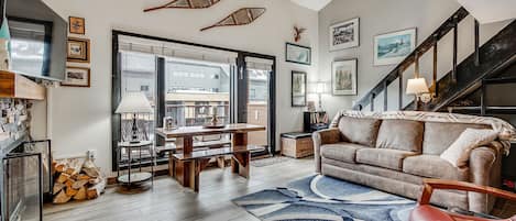 living room with dining area