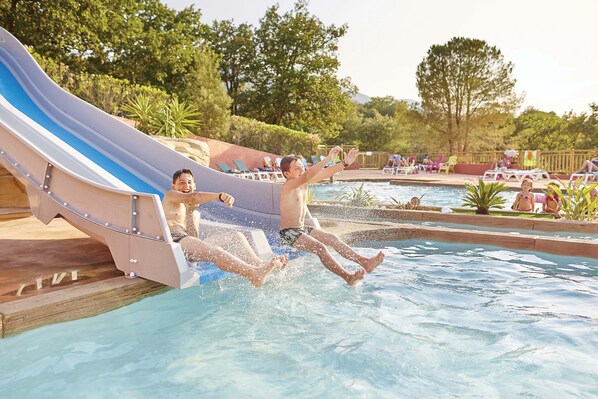 Exciting water slides providing fun and thrills for all ages.