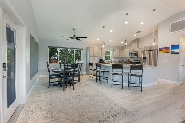 Dining table and island sitting