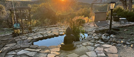 Garden meditation space with views