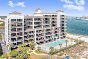 Our condo is surrounded by water with the Perdido Pass (left) and Gulf in front!