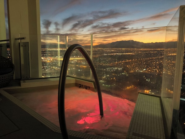 One of a kind experience 600 feet in the air we  have a Jacuzzi in our balcony