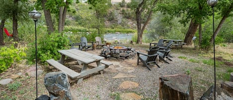 Gas Fire pit next to the Animas River