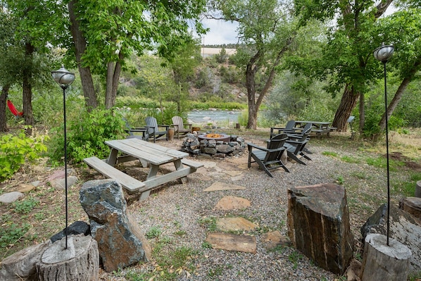 Gas Fire pit next to the Animas River