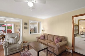 Casual comfort in every corner. Our living room, where the cozy sofa becomes the centerpiece for relaxation and shared moments.