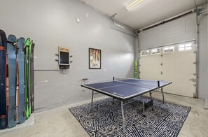 Ping Pong table in the garage. 