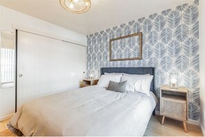 The queen bedroom features a huge closet.