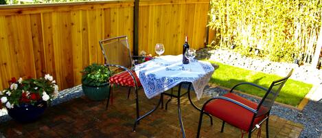 A beautiful, quiet outside garden area - we have added a shed for storage