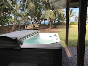 Outdoor jacuzzi.