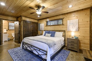 Main floor bedroom with king bed. 