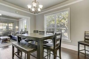 The dining table extends to 8 people so you can entertain the whole group