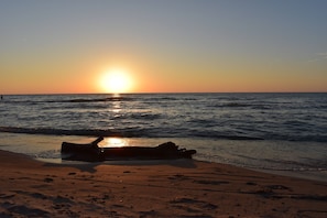 Private Sandy Beach, with gorgeous sunsets, minutes from the condo!