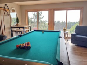 Pool table in rec room 