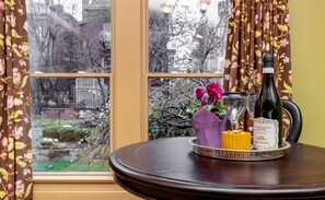 Sip wine or enjoy your breakfast as you gaze into our garden