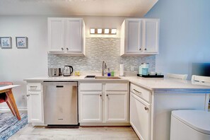 Fully Stocked Kitchen with Bar Seating and Keurig Coffee Maker