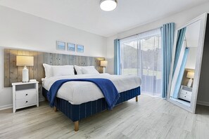 Bedroom with King Size Bed and Direct Backyard Access