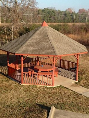 Shaded picnic area with BBQ facilities