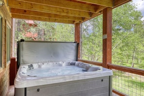 Private hot tub on the deck with great views