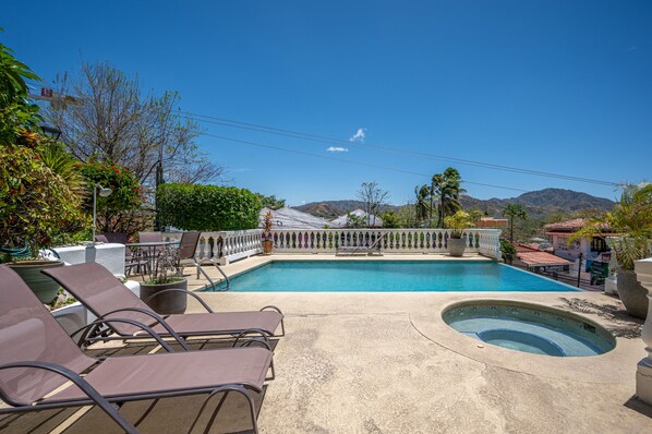 Sparkling swimming pool ready for you to take a dip after a day (or night) out