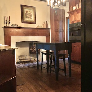 Kitchen island and benches. 