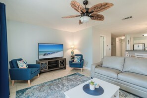 Living Area - the Sofa folds out to a Queen Size Bed with Memory Foam Mattress