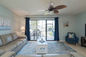 Living Area - the Sofa folds out to a Queen Size Bed with Memory Foam Mattress