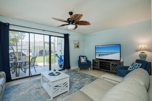 Living Area - the Sofa folds out to a Queen Size Bed with Memory Foam Mattress