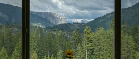 View of El Cap and Half Dome from the east facing living room window