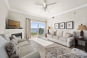 The whole family can relax in the AC and enjoy the bay views or a movie on the Flat screen TV