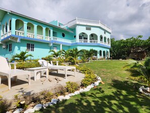 back view over villa with tanning area