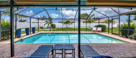 Lounge by the heated pool