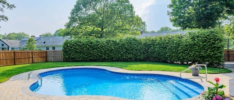 Another view of inground pool with adjacent hot tub - 176 Sudbury Lane Hyannis Cape Cod - Family Tides - NEVR