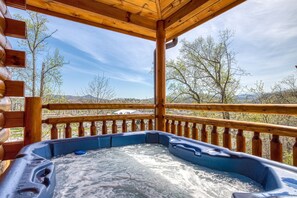 Pigeon Forge Cabin with Indoor Pool - "Blue Bear Splash" - Hot Tub with City View