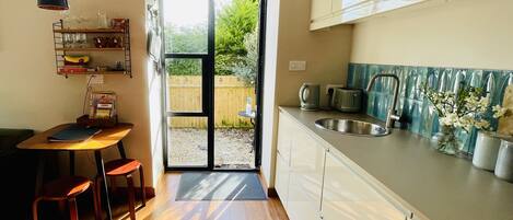 Kitchen and french doors to patio