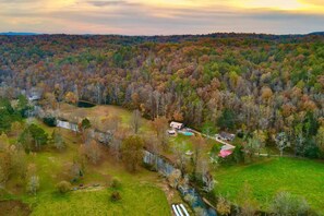 Drone shot of the property - 52 acres with three different dwellings