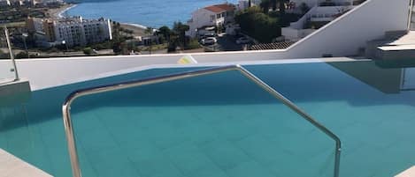 Infinity pool with stunning views across the Mediterranean Sea.  
